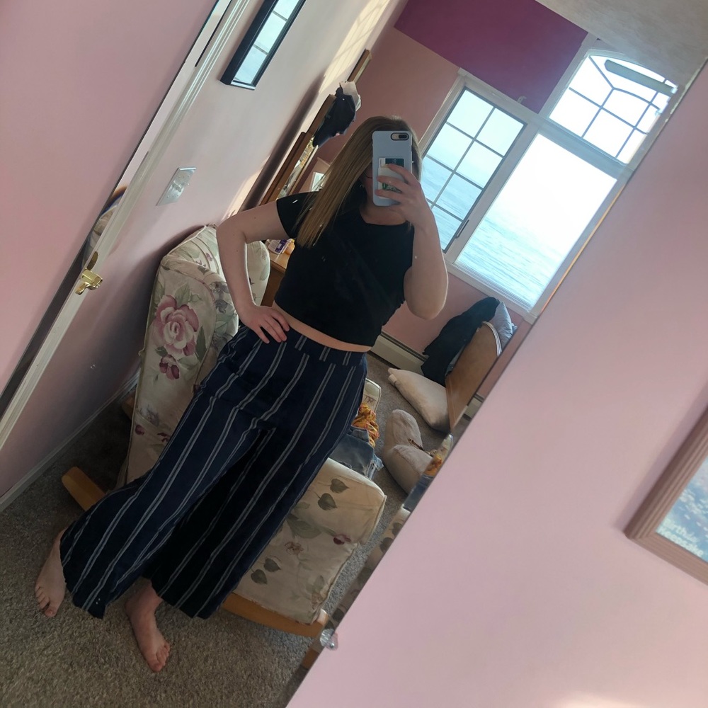 navy blue striped pants